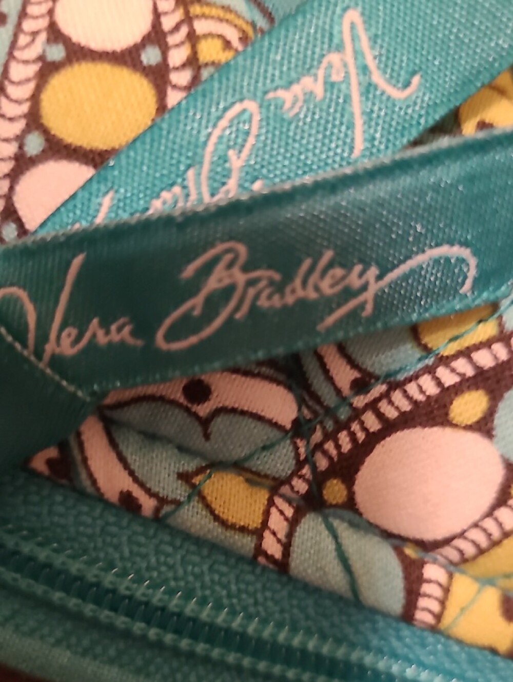 Vera Bradley Teal Yellow Paisley Crossbody - Picture 2 of 7